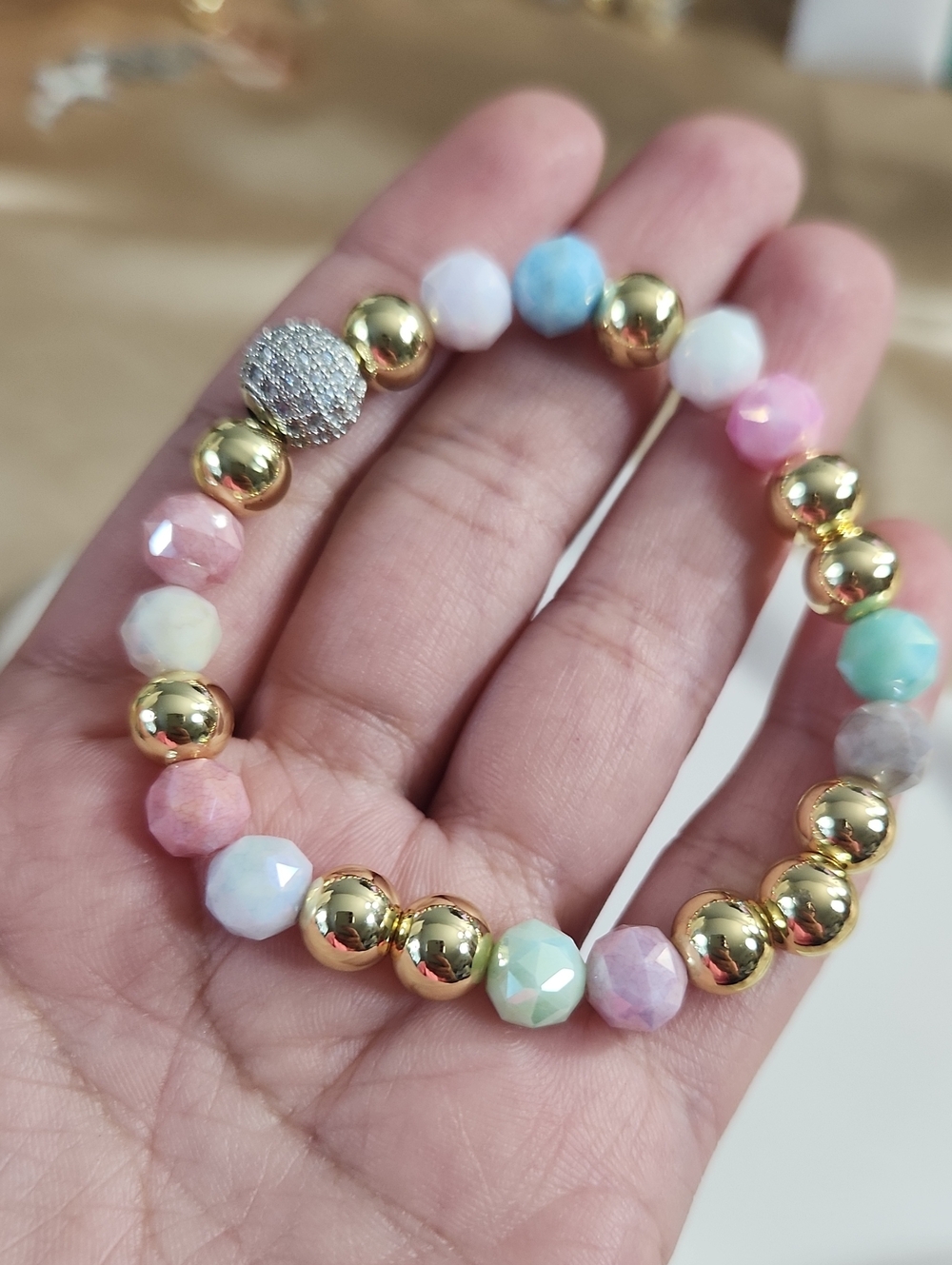 Cotton Candy Two Tone Beaded Bracelet - Picture 4 of 4